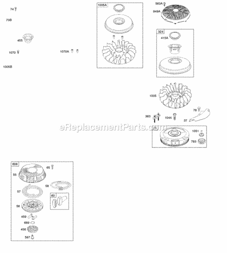 Flywheel Governor Spring Rewind Starter Diagram and Parts List for  Briggs and Stratton Engine